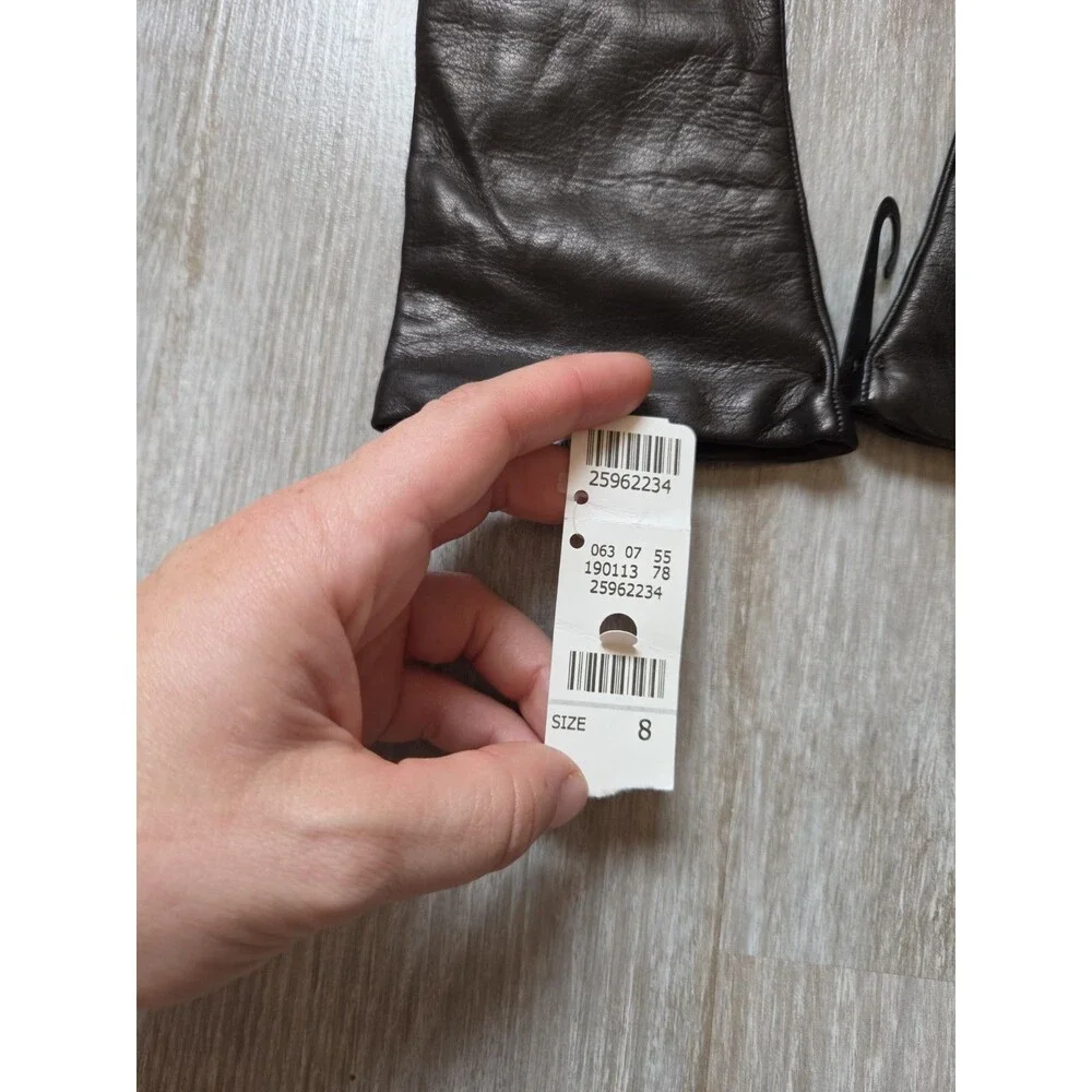 NWT Talbots Italian Leather Cashmere Lined Gloves Black Womens Size 8 Made Italy
